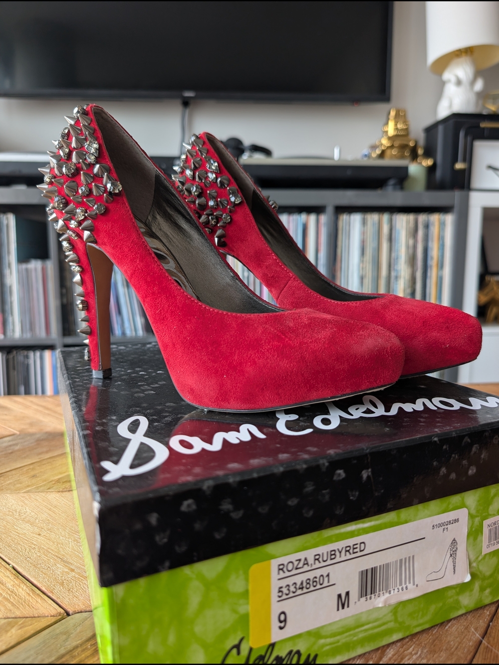Sam Edelman Roza Pump in Ruby Red with Stud Detail